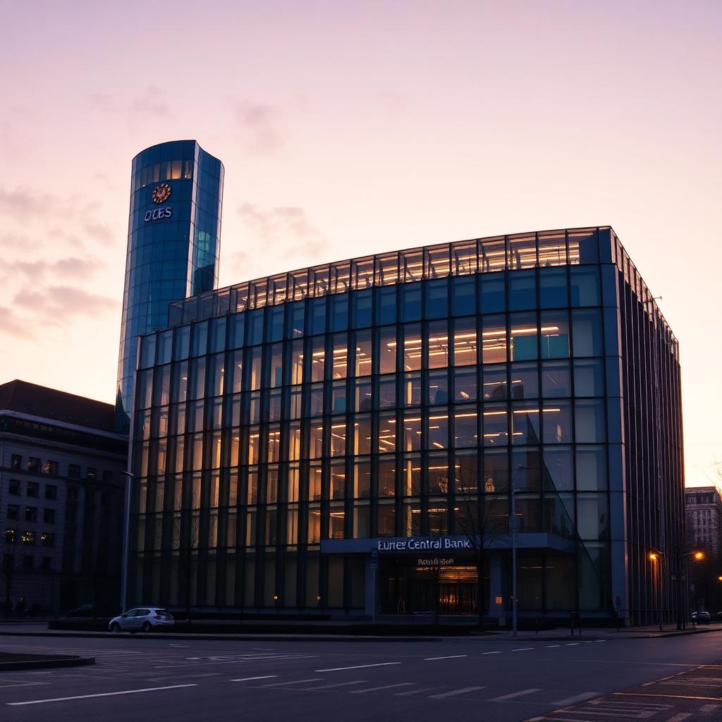Kölner EZB-Turm bei blauer Stunde